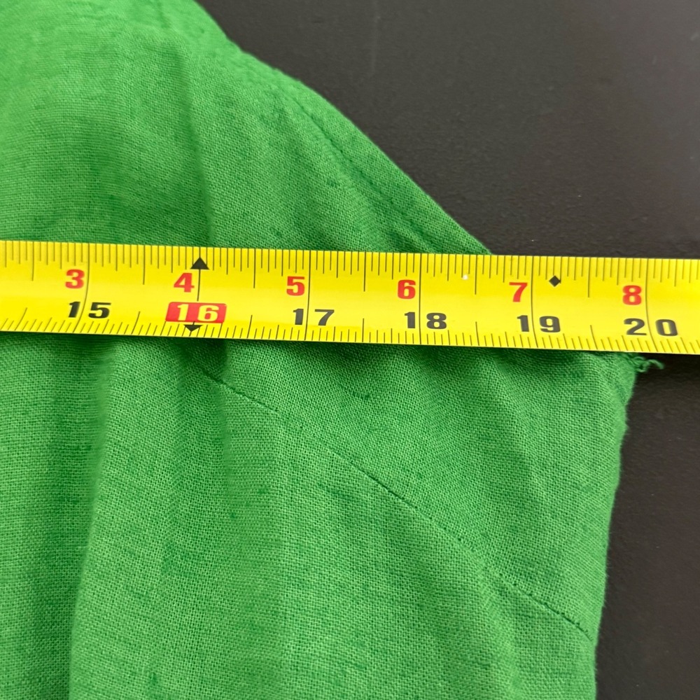 Valentina Naldi Dress Womens XL Green Linen Blend Tiered Made in Italy Coastal - Picture 8 of 9